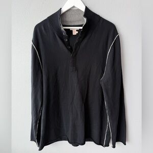 Carbon2Cobalt black grey trim cotton cashmere blend long sleeve sweater Men’s XL